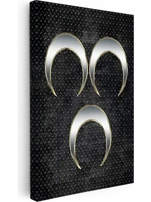 Kanvas Tablo Gümüş Görünümlü Üç Hilal Simgesi Osmanlı Tablosu Ev Ofis Duvar Dekoru