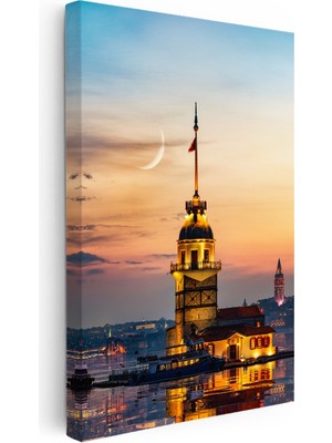 Kanvas Tablo Üsküdar Kız Kulesi Boğaz Manzarası Şehir Mimari Tablo Ev Ofis Duvar Dekoru