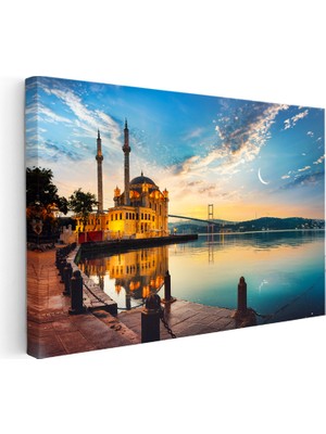 Kanvas Tablo Ortaköy Camii ve Köprü Şehir Mimari Tablo Ev Ofis Duvar Dekoru