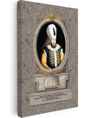 Kanvas Tablo Sultan Birinci Mustafa Han Portresi Osmanlı Tablosu Ev Ofis Duvar Dekoru