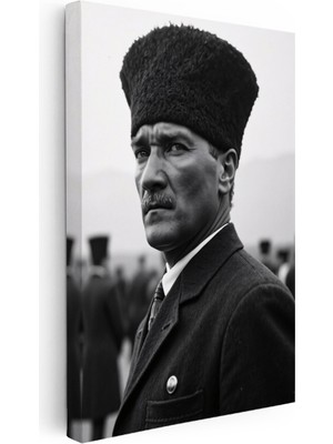 Kanvas Tablo Atatürk Kalpaklı Cephe Bakış Atatürk Tablosu Ev Ofis Duvar Dekoru