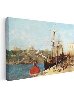 Kanvas Tablo Osmanlı Liman Sahnesi Osmanlı Tablosu Ev Ofis Duvar Dekoru