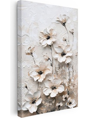 Kanvas Tablo Soyut Dokulu Büyük Çiçekler Çiçek Tablosu Ev Ofis Duvar Dekoru