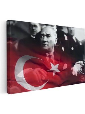 Kanvas Tablo Atatürk Bayrak Içinde Silüet Atatürk Tablosu Ev Ofis Duvar Dekoru