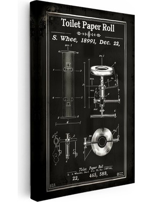 Kanvas Tablo Tuvalet Kağıdı Rulo Patent Kara Tahta Vintage Tablo Ev Ofis Duvar Dekoru