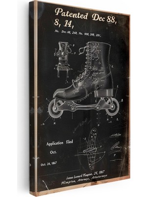 Kanvas Tablo Tekerlekli Ayakkabı Patent Çizimi Spor Vintage Tablo Ev Ofis Duvar Dekoru