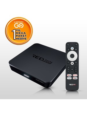 Redline RED360 X100 Pro Google Tv Box + 12 Aylık D-Smart GO