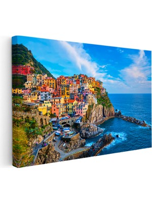 Kanvas Tablo Italya Cinque Terre Sahil Kasabası Şehir Mimari Tablo Ev Ofis Duvar Dekoru