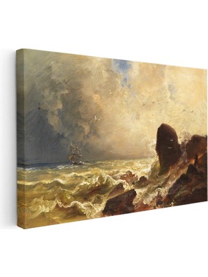 Kanvas Tablo William Trost Richards Fırtınalı Deniz Ressam Tablosu Ev Ofis Duvar Dekoru
