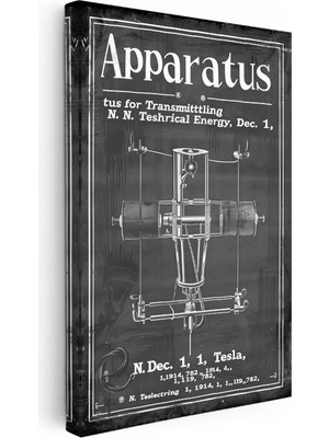 Kanvas Tablo Tesla Enerji Iletim Cihazı Patent Teknik Vintage Tablo Ev Ofis Duvar Dekoru