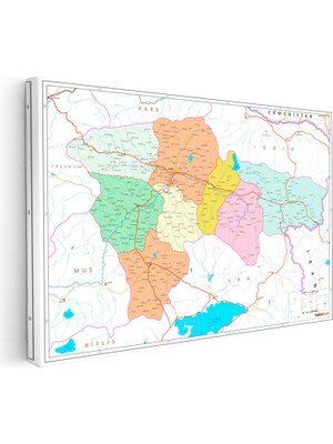 Kanvas Tablo Ağrı Ilçe Yerleşim Planı Harita Tablosu Ev Ofis Duvar Dekoru