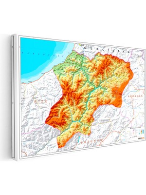 Kanvas Tablo Artvin Topografik Çizim Harita Tablosu Ev Ofis Duvar Dekoru
