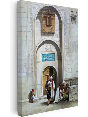 Kanvas Tablo Taş Kapı ve Ahşap Cumba Osmanlı Tablosu Ev Ofis Duvar Dekoru