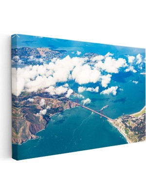 Kanvas Tablo Golden Gate Köprüsü Bulutlar Şehir Mimari Tablo Ev Ofis Duvar Dekoru