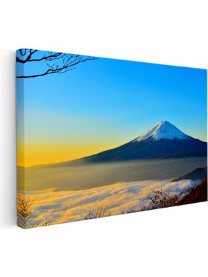 Kanvas Tablo Bulut Denizi ve Karlı Dağ Zirvesi Manzara Tablosu Ev Ofis Duvar Dekoru