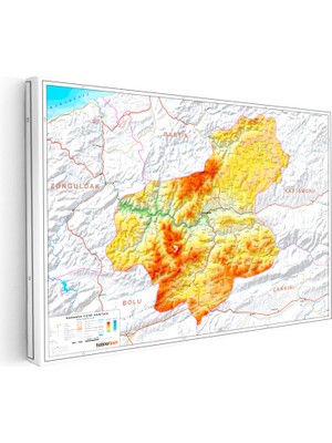 Kanvas Tablo Karabük Doğal Oluşum Harita Tablosu Ev Ofis Duvar Dekoru