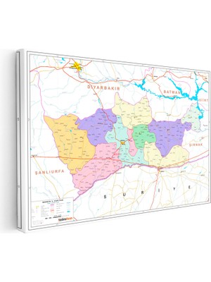 Kanvas Tablo Mardin Yerleşim Planı Harita Tablosu Ev Ofis Duvar Dekoru