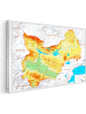 Kanvas Tablo Muş Arazi Şekilleri Harita Tablosu Ev Ofis Duvar Dekoru