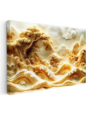 Kanvas Tablo Katmanlı Kağıt Sanatı Manzara Modern Sanat Tablosu Ev Ofis Duvar Dekoru