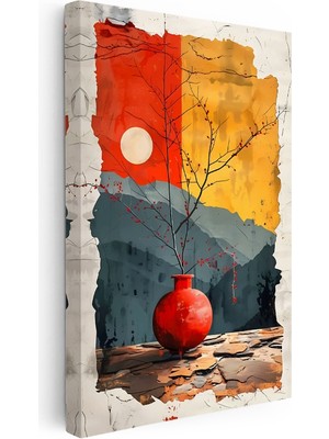 Kanvas Tablo Modern Vazo ve Dal Modern Sanat Tablosu Ev Ofis Duvar Dekoru
