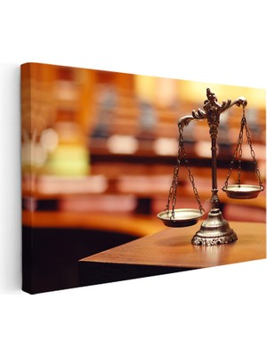 Kanvas Tablo Pirinç Adalet Terazisi Avukat Tablosu Ev Ofis Duvar Dekoru