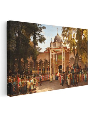 Kanvas Tablo Osmanlı Saray Kapısı Tören Sahnesi Ev Ofis Duvar Dekoru