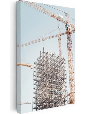 Kanvas Tablo Çelik Yapı Iskeleti ve Vinçler Inşaat Mühendisi Tablosu Ev Ofis Duvar Dekoru