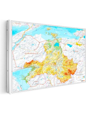 Kanvas Tablo Balıkesir Arazi Şekilleri Harita Tablosu Ev Ofis Duvar Dekoru