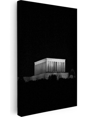Kanvas Tablo Anıtkabir Karanlık Silüet Atatürk Tablosu Ev Ofis Duvar Dekoru