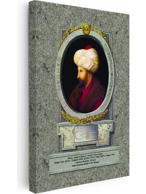 Kanvas Tablo Fatih Sultan Mehmed Klasik Portre Osmanlı Tablosu Ev Ofis Duvar Dekoru