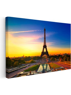 Kanvas Tablo Eyfel Kulesi Gün Doğumu Trocadero Şehir Mimari Tablo Ev Ofis Duvar Dekoru