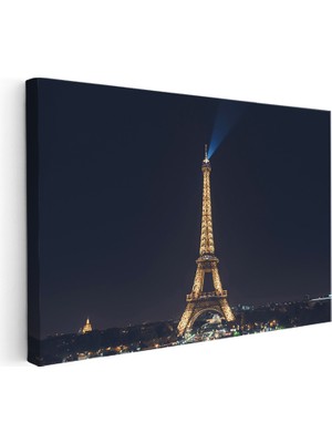 Kanvas Tablo Eyfel Kulesi Gece Karanlığı Şehir Mimari Tablo Ev Ofis Duvar Dekoru
