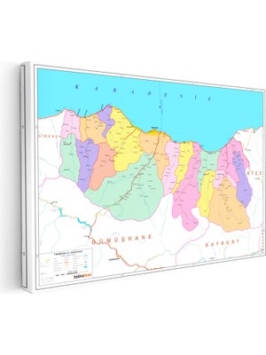 Kanvas Tablo Trabzon Yerleşim Planı Harita Tablosu Ev Ofis Duvar Dekoru