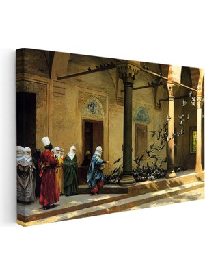 Kanvas Tablo Güvercin Besleyenler Osmanlı Tablosu Ev Ofis Duvar Dekoru