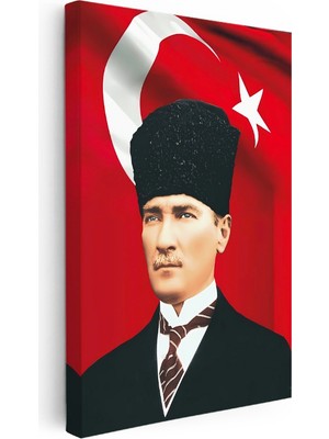 Kanvas Tablo Atatürk Kalpaklı Portre Atatürk Tablosu Ev Ofis Dekoru