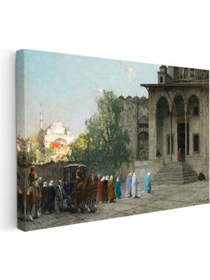 Kanvas Tablo Osmanlı Cami Avlusu Sahnesi Osmanlı Tablosu Ev Ofis Duvar Dekoru