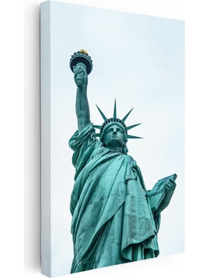 Kanvas Tablo Özgürlük Heykeli Meşale ve Kitap Şehir Mimari Tablo Ev Ofis Duvar Dekoru