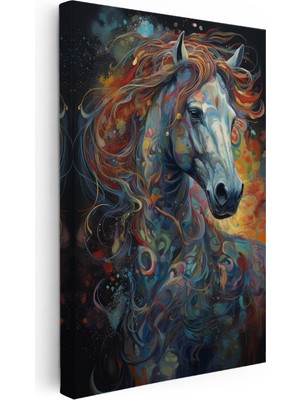 Kanvas Tablo Soyut Renk Geçişli At Tablosu Ev Ofis Duvar Dekoru