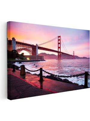 Kanvas Tablo Golden Gate Köprüsü Kıyı Zincirleri Şehir Mimari Tablo Ev Ofis Duvar Dekoru