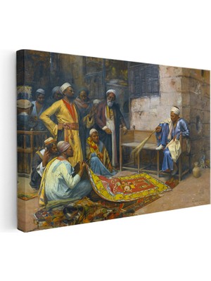 Kanvas Tablo Halı Tüccarı Pazarlık Osmanlı Tablosu Ev Ofis Duvar Dekoru