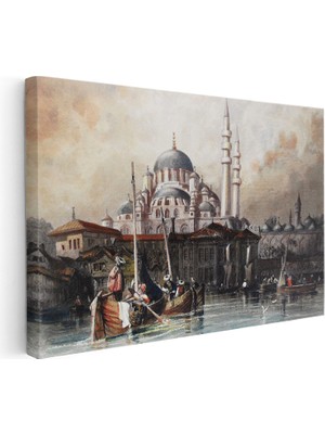 Kanvas Tablo Yeni Cami Liman Manzarası Osmanlı Tablosu Ev Ofis Duvar Dekoru