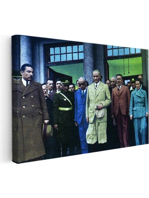 Kanvas Tablo Atatürk Ekose Takım Elbise Atatürk Tablosu Ev Ofis Duvar Dekoru