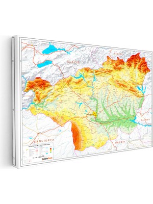 Kanvas Tablo Diyarbakır Arazi Şekli Harita Tablosu Ev Ofis Duvar Dekoru
