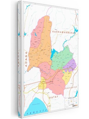 Kanvas Tablo Osmaniye Idari Bölge Sınırları Harita Tablosu Ev Ofis Duvar Dekoru