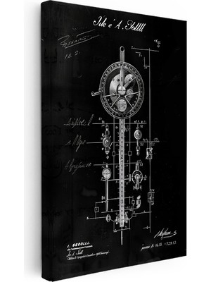 Kanvas Tablo Hassas Ölçüm Cihazı Patent Çizimi Teknik Vintage Tablo Ev Ofis Duvar Dekoru