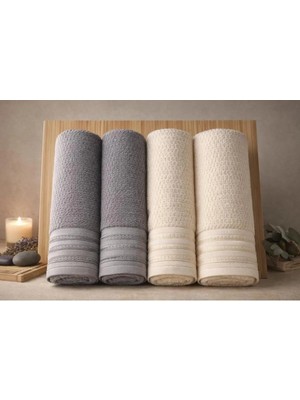 Özdilek Quadruple Gri-Açık Sarı Best Set (Hamam Takımı)