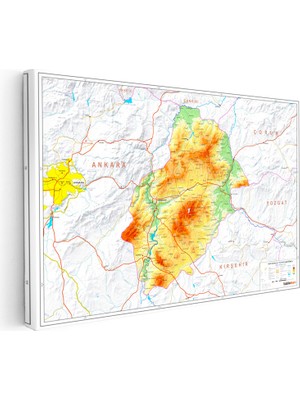 Kanvas Tablo Kırıkkale Arazi Şekilleri Harita Tablosu Ev Ofis Duvar Dekoru