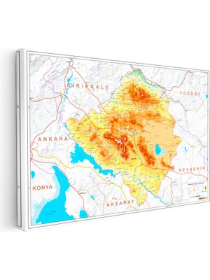 Kanvas Tablo Kırşehir Coğrafi Yapı Harita Tablosu Ev Ofis Duvar Dekoru