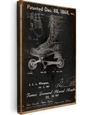 Kanvas Tablo Tekerlekli Paten Ayakkabısı Patent Çizimi Spor Vintage Tablo Ev Ofis Duvar Dekoru