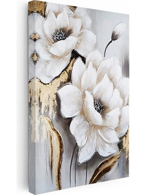 Kanvas Tablo Sanatsal Dokulu Iri Manolyalar Çiçek Tablosu Ev Ofis Duvar Dekoru